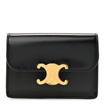Celine Shiny Smooth Calfskin Triomphe Card Holder Black 1 of 8