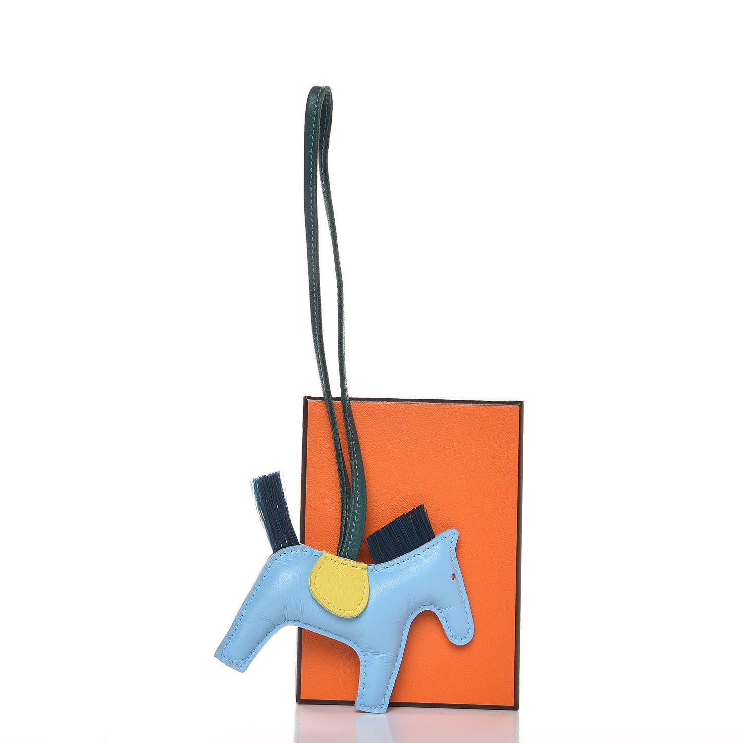 Hermes Milo Lambskin Horsehair Grigri Rodeo Horse Bag Charm PM Celeste Lime Malachite Orange Poppy Vert Fonce 4 of 4