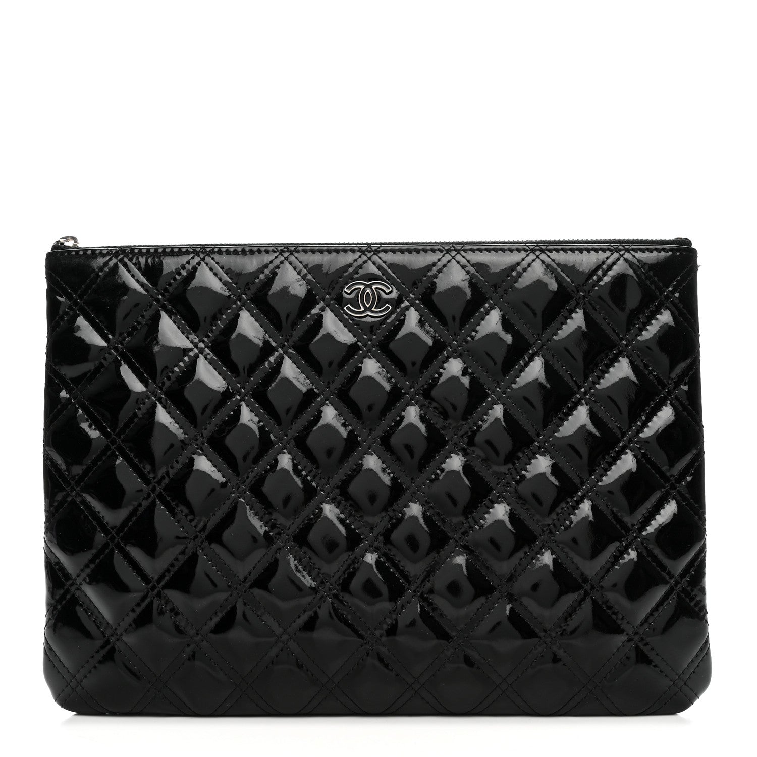 Chanel Patent Calfskin Double Stitch Quilted Cosmetic Case Black 1 of 9