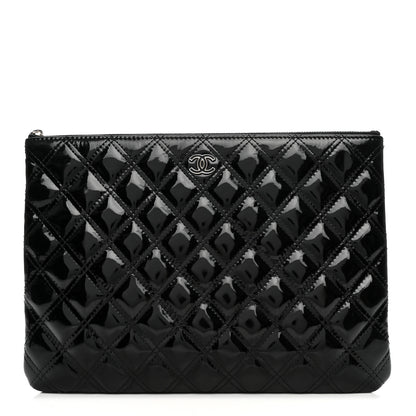 Chanel Patent Calfskin Double Stitch Quilted Cosmetic Case Black 1 of 9