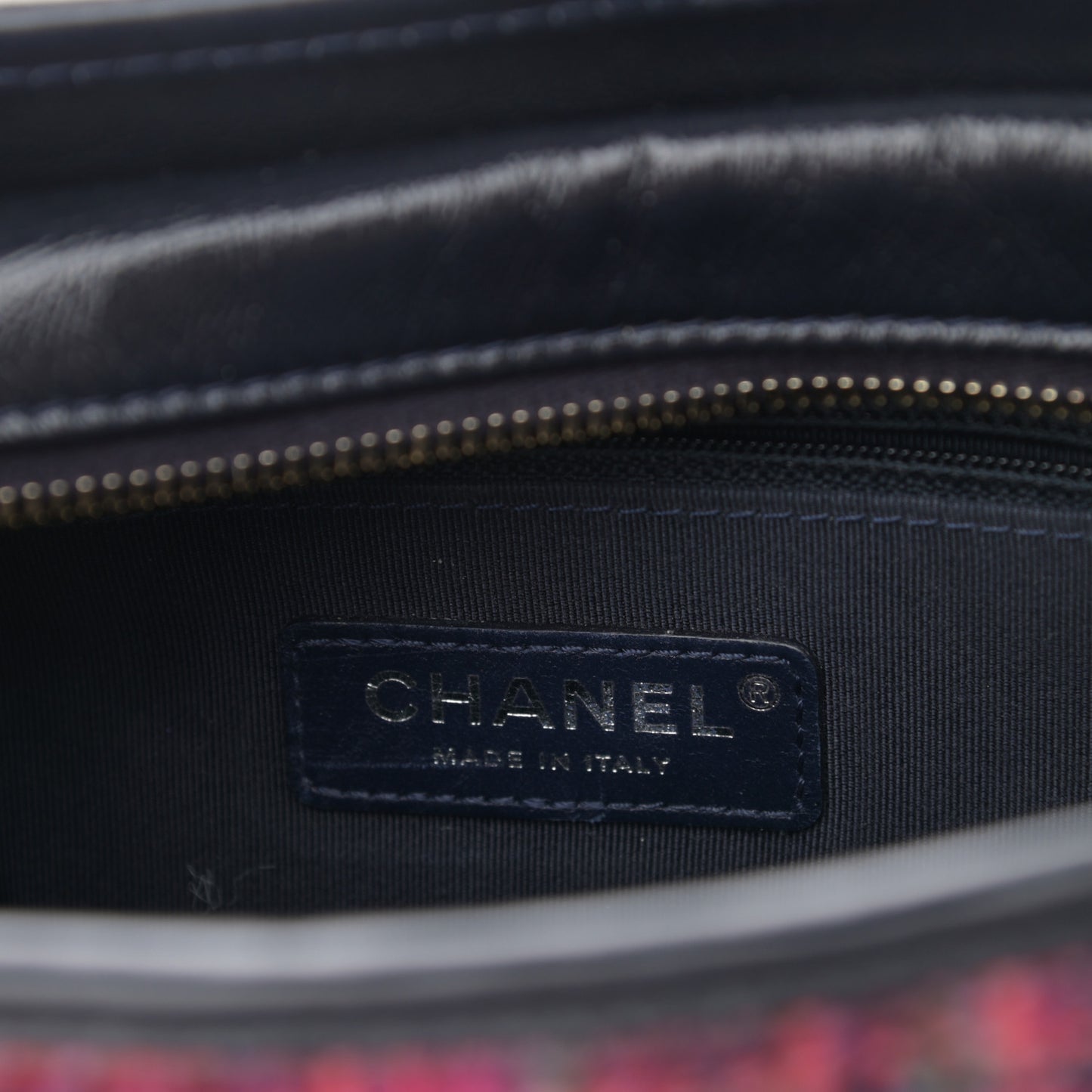 Tweed Calfskin Small Gabrielle Hobo Dark Navy