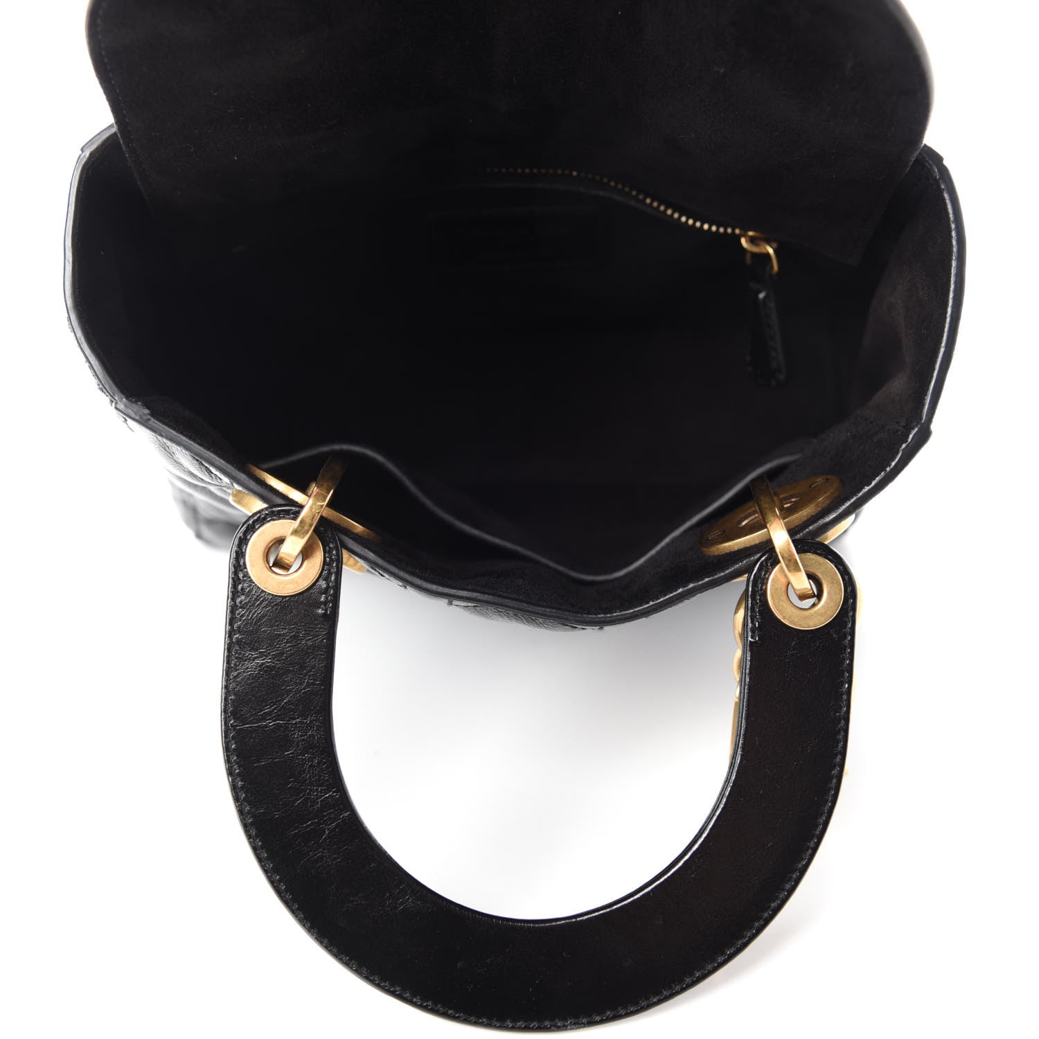 Christian Dior Crinkled Patent Cannage Small Lucky Badges My Lady Dior Black 5 of 10