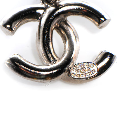 Chanel Crystal CC Hoop Earrings Silver 4 of 5