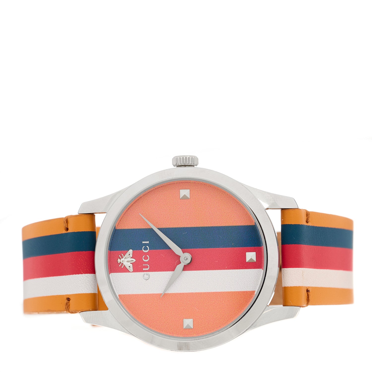 Gucci Stainless Steel Calfskin 38mm G-Timeless Stripe Web Quartz Watch Brown 2 of 4