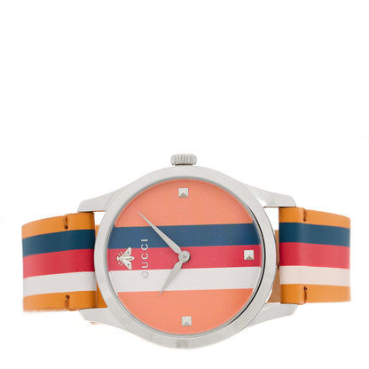 Gucci Stainless Steel Calfskin 38mm G-Timeless Stripe Web Quartz Watch Brown 2 of 4