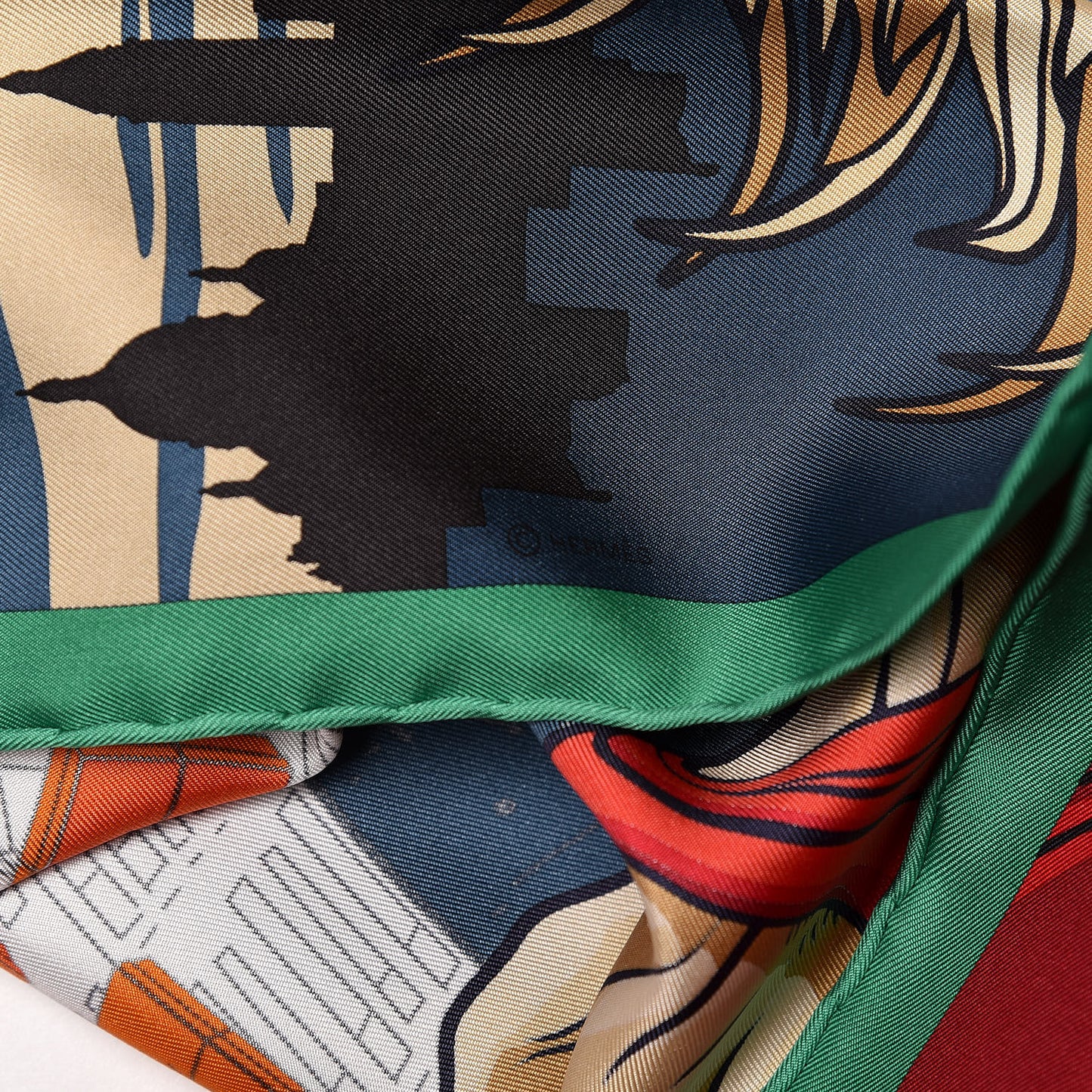 Silk Space Shopping Au Faubourg Scarf 90 Bleu Vert Rouge
