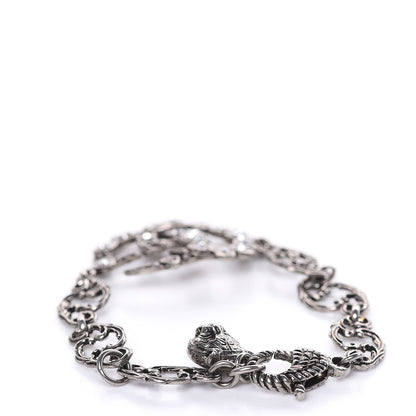 Gucci Oxidized Palladium Crystal Double G Bracelet Silver 3 of 4