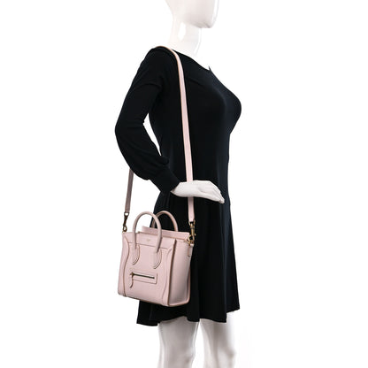 Celine Drummed Calfskin Nano Luggage Pale Pink 2 of 13