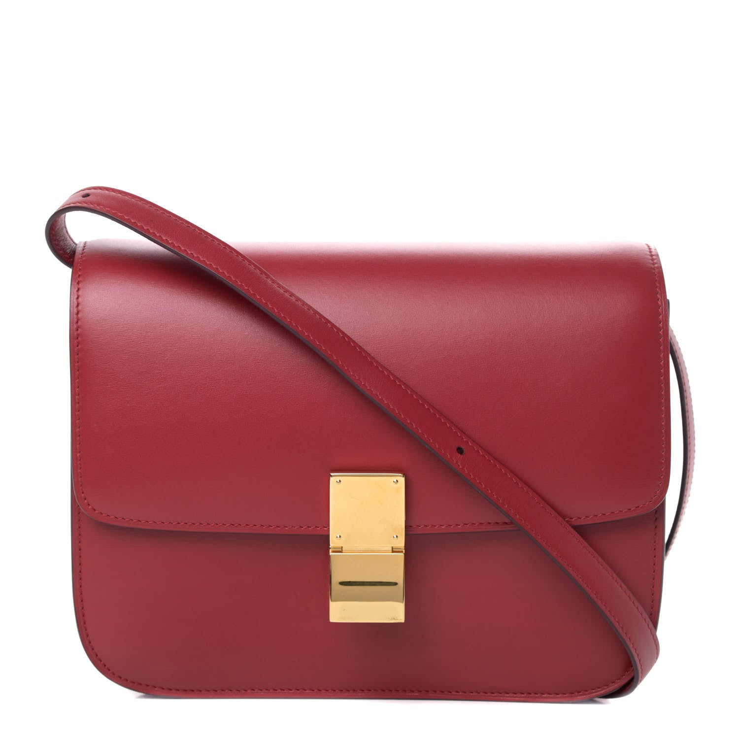 Celine Box Calfskin Medium Classic Box Flap Bag Red 1 of 4