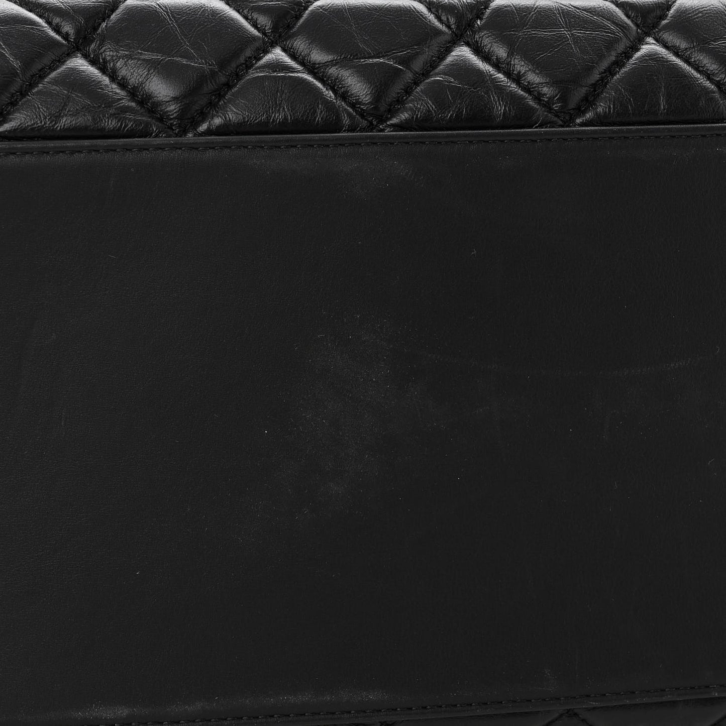 Aged Calfskin Quilted Large Coco Handle Shopping Tote Black