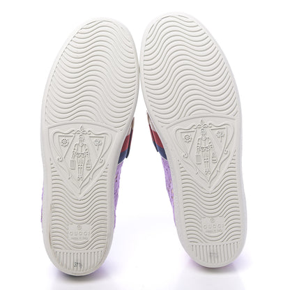 Gucci Lace Crystal Sylvie Web Flower Leaf Womens Ace Sneakers 37.5 Wisteria Perfect Pink 5 of 10