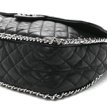 Chanel Washed Lambskin Chain Around Maxi Flap Bag Black 10 of 10