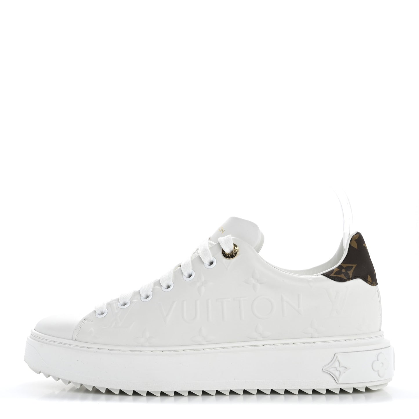 Lambskin Embossed Monogram Time Out Sneakers 39 White