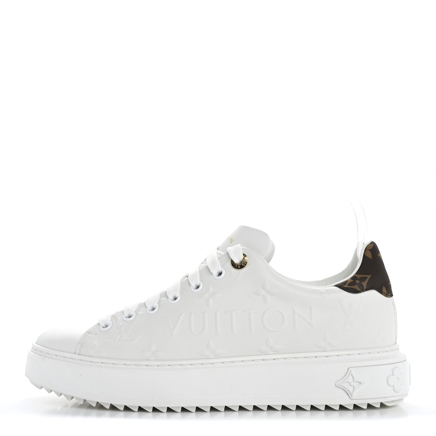 Louis Vuitton Lambskin Embossed Monogram Time Out Sneakers 39 White 1 of 13