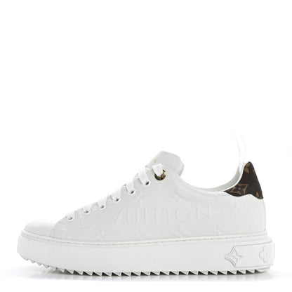 Louis Vuitton Lambskin Embossed Monogram Time Out Sneakers 39 White 1 of 13