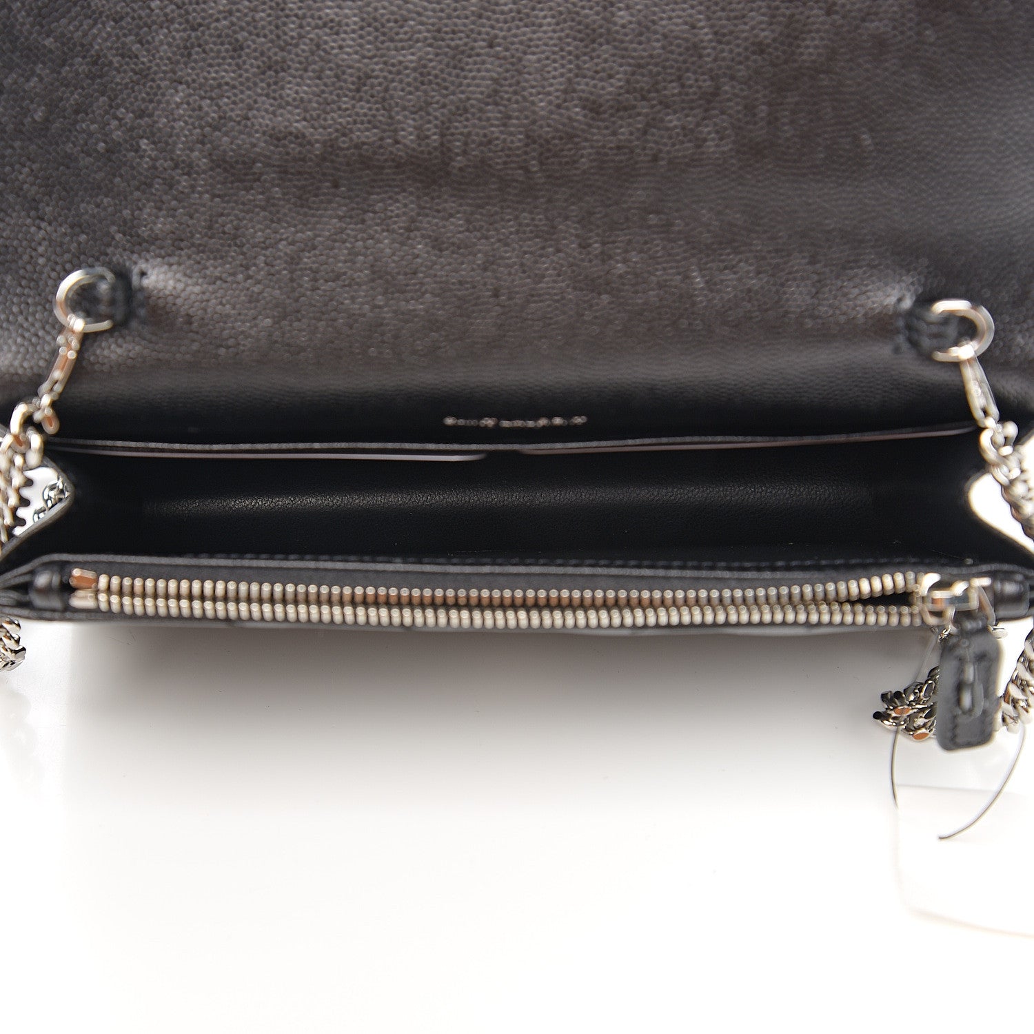 Saint Laurent Grain De Poudre Matelasse Chevron Monogram Envelope Chain Wallet Black 4 of 8