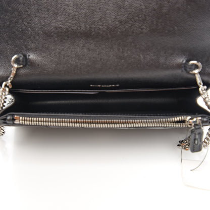 Saint Laurent Grain De Poudre Matelasse Chevron Monogram Envelope Chain Wallet Black 4 of 8