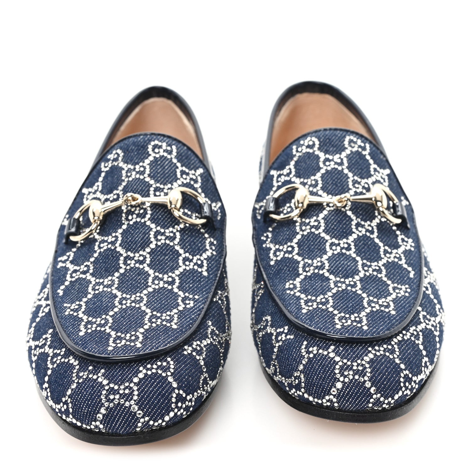 Gucci New Denim Crystal GG Monogram Womens 1953 Horsebit Jordaan Loafer 36 Blue 3 of 10