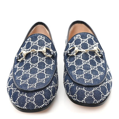 Gucci New Denim Crystal GG Monogram Womens 1953 Horsebit Jordaan Loafer 36 Blue 3 of 10