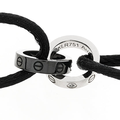 Cartier 18K White Gold Ceramic 4 Diamond LOVE Cord Bracelet Black 4 of 5