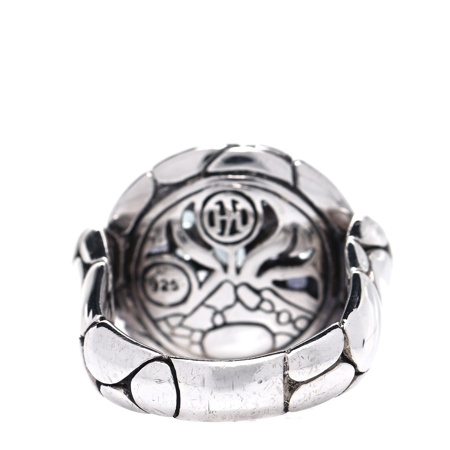 John Hardy Sterling Silver Topaz Iolite Aquamarine Kali Round Lava Ring 54 7 2 of 4
