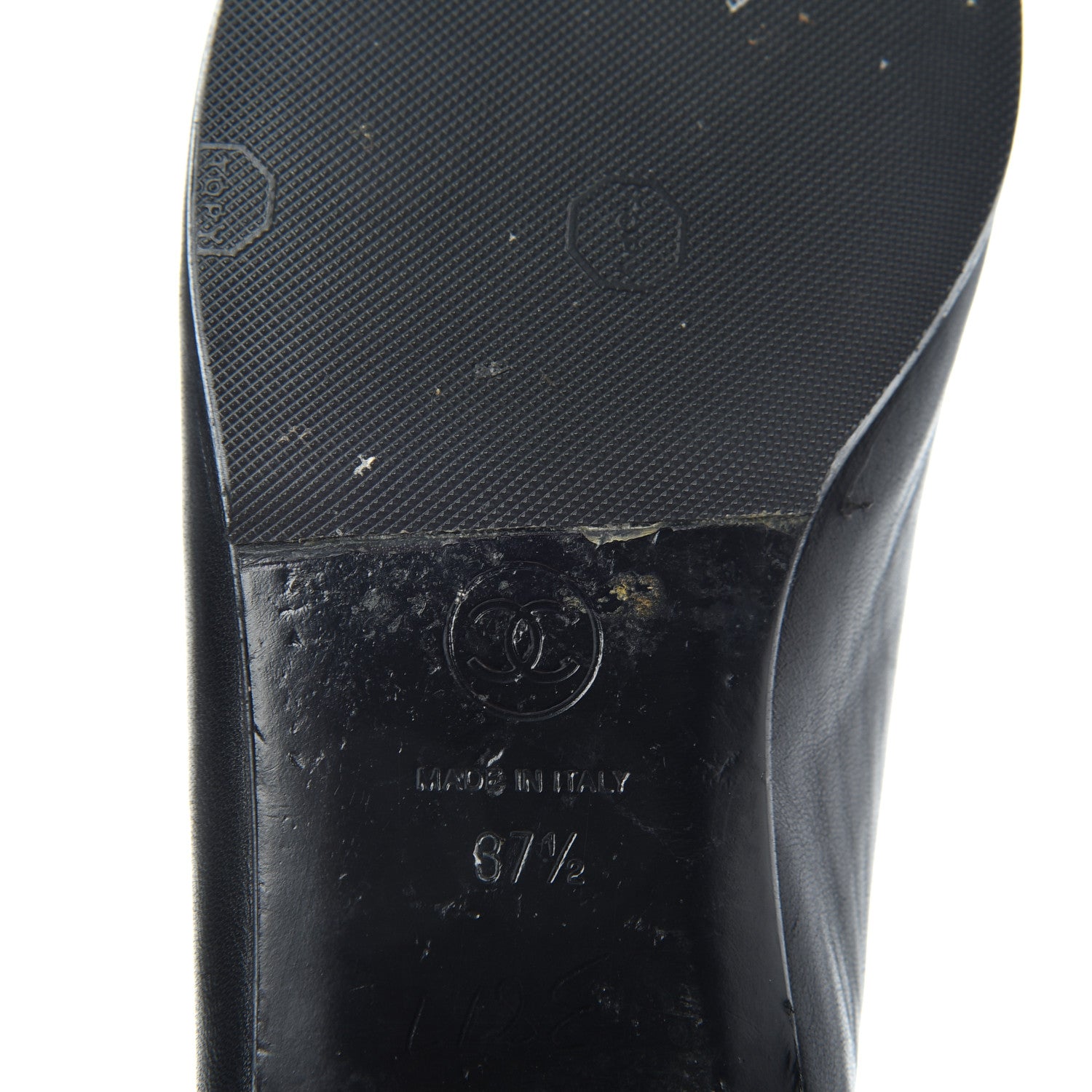 Chanel Lambskin Patent Cap Toe Ballerina Flats 37.5 Black 9 of 10