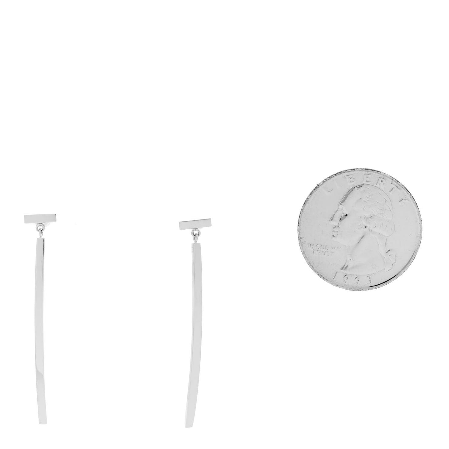 18K White Gold T Bar Earrings