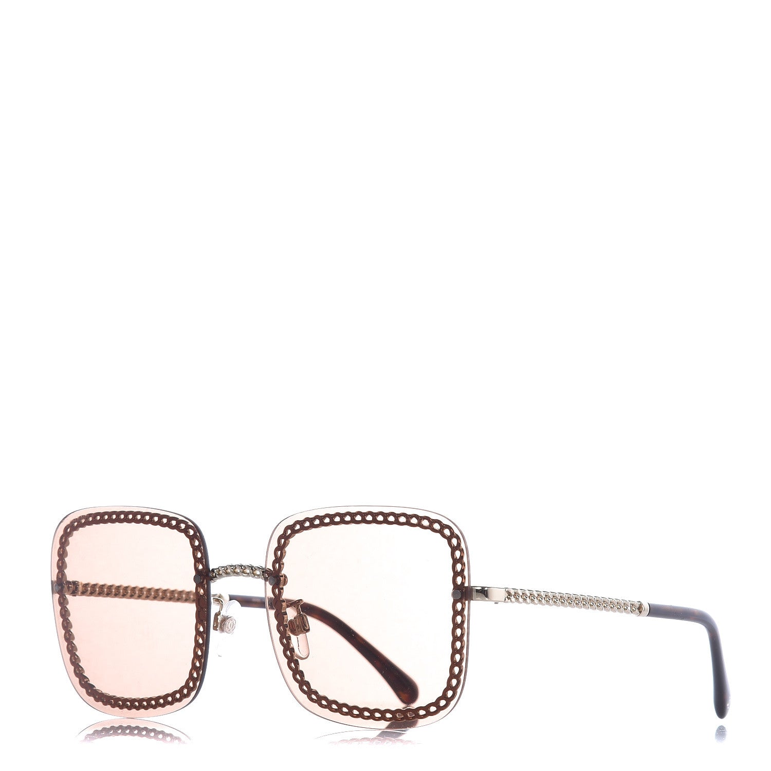 Chanel Metal Removable Chain Square Sunglasses 4244 Light Brown 1 of 8