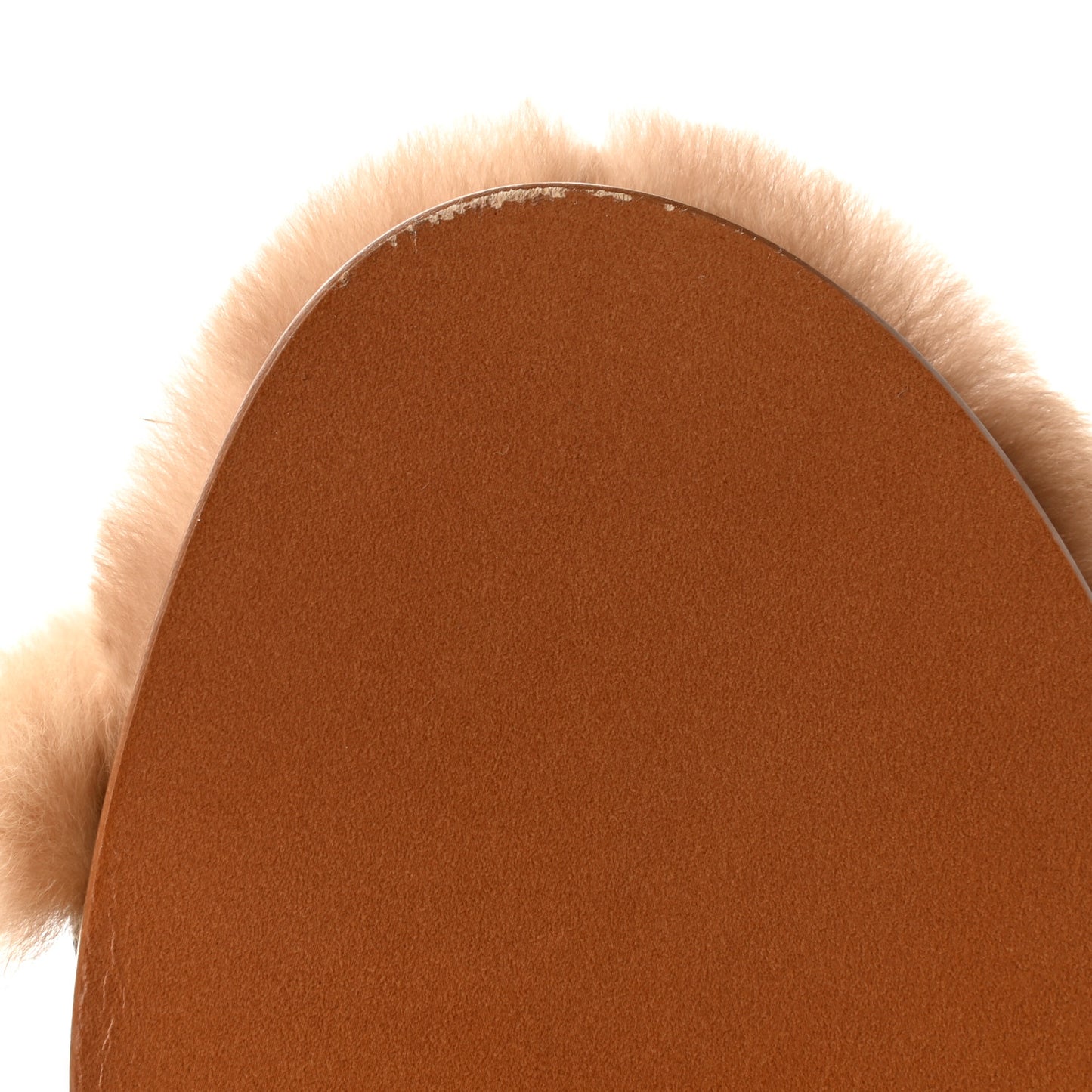 Mink Fur Monogram Lock It Flat Mule 35 Cognac