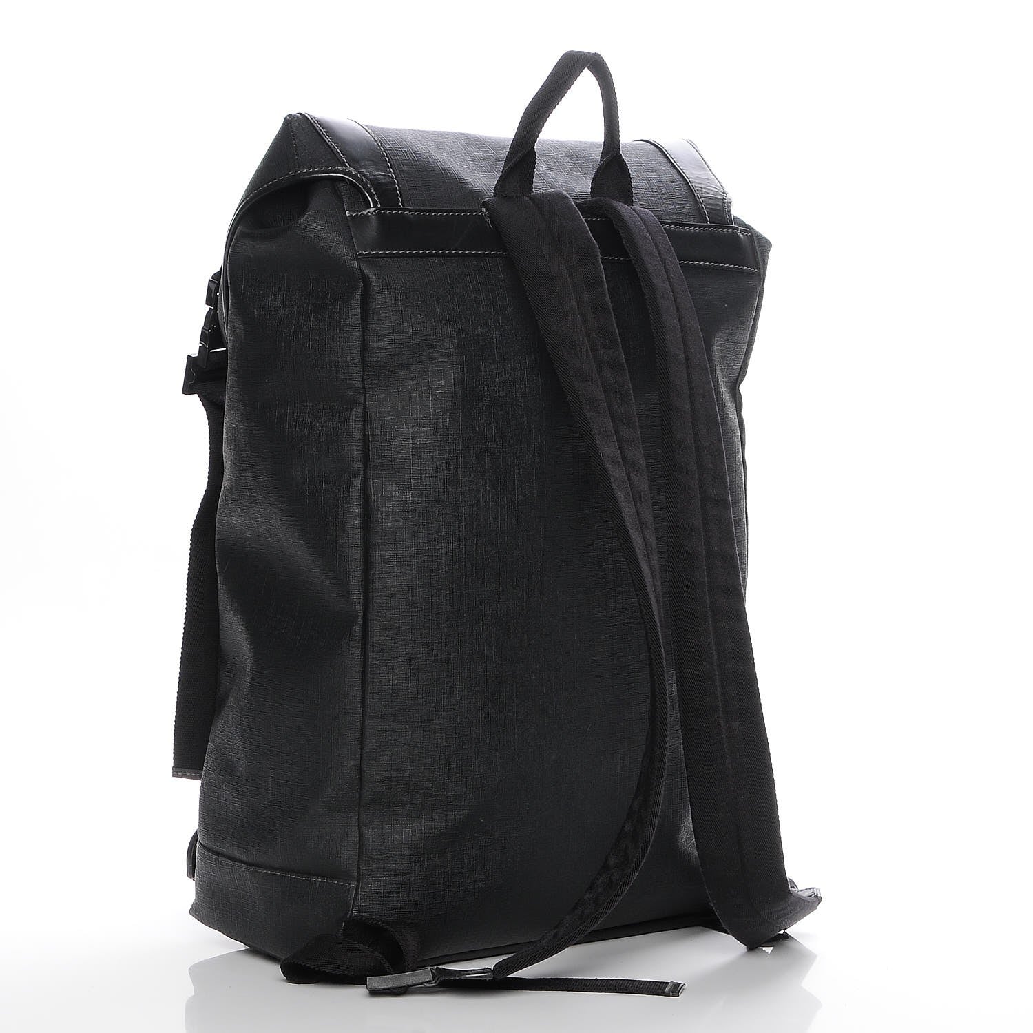 Gucci Coated Canvas Interlocking G Double Buckle Backpack Black 3 of 7