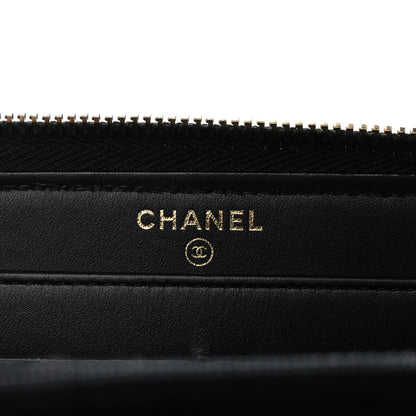 Chanel Aged Calfskin Quilted Lucky Charms 2.55 Reissue Zip Around Long Wallet Black 6 of 9