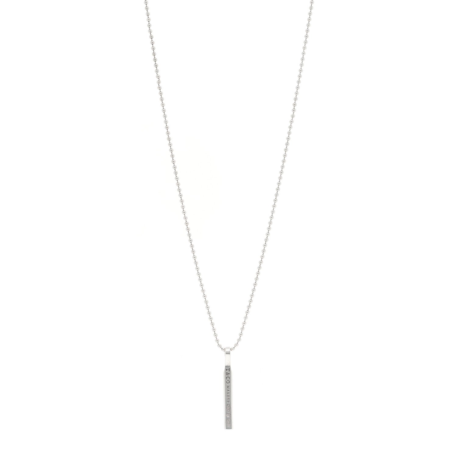 Tiffany Sterling Silver 1837 Makers Bar Pendant Necklace 1 of 5
