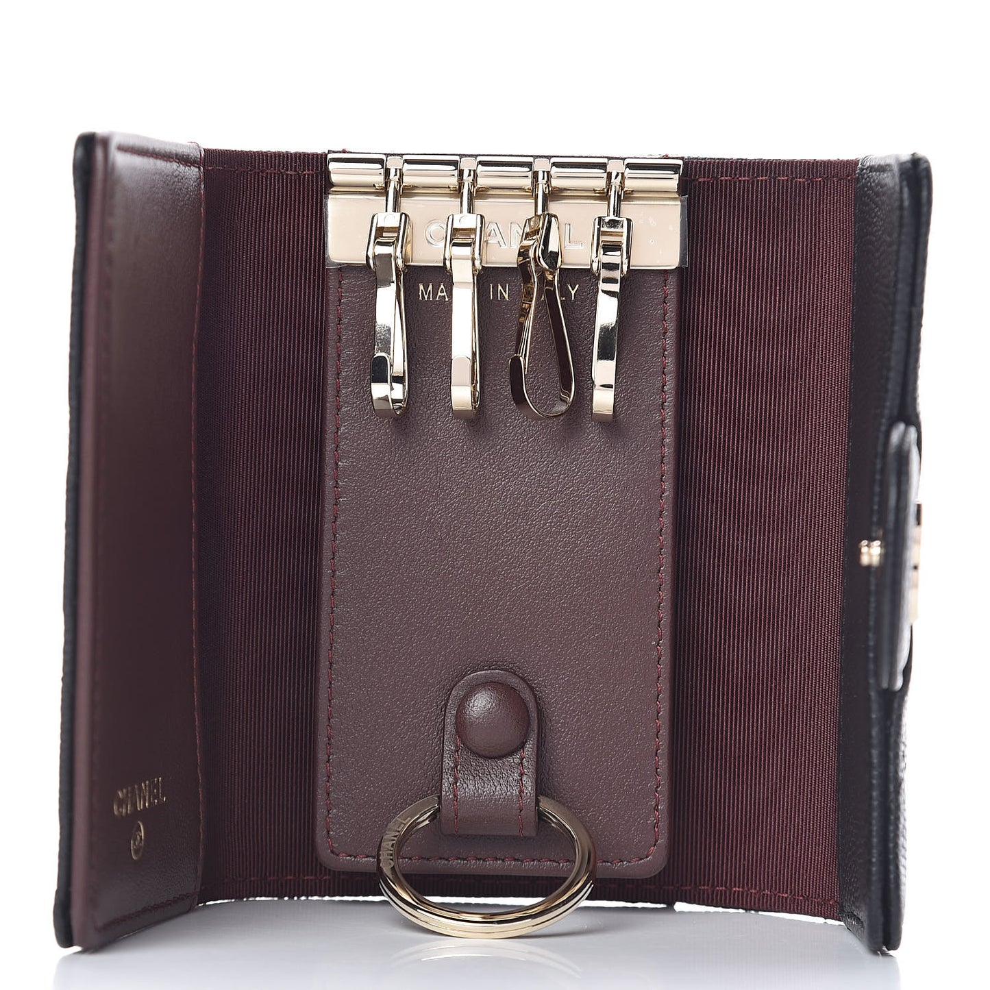 Caviar Quilted Classic 4 Key Holder Wallet Black