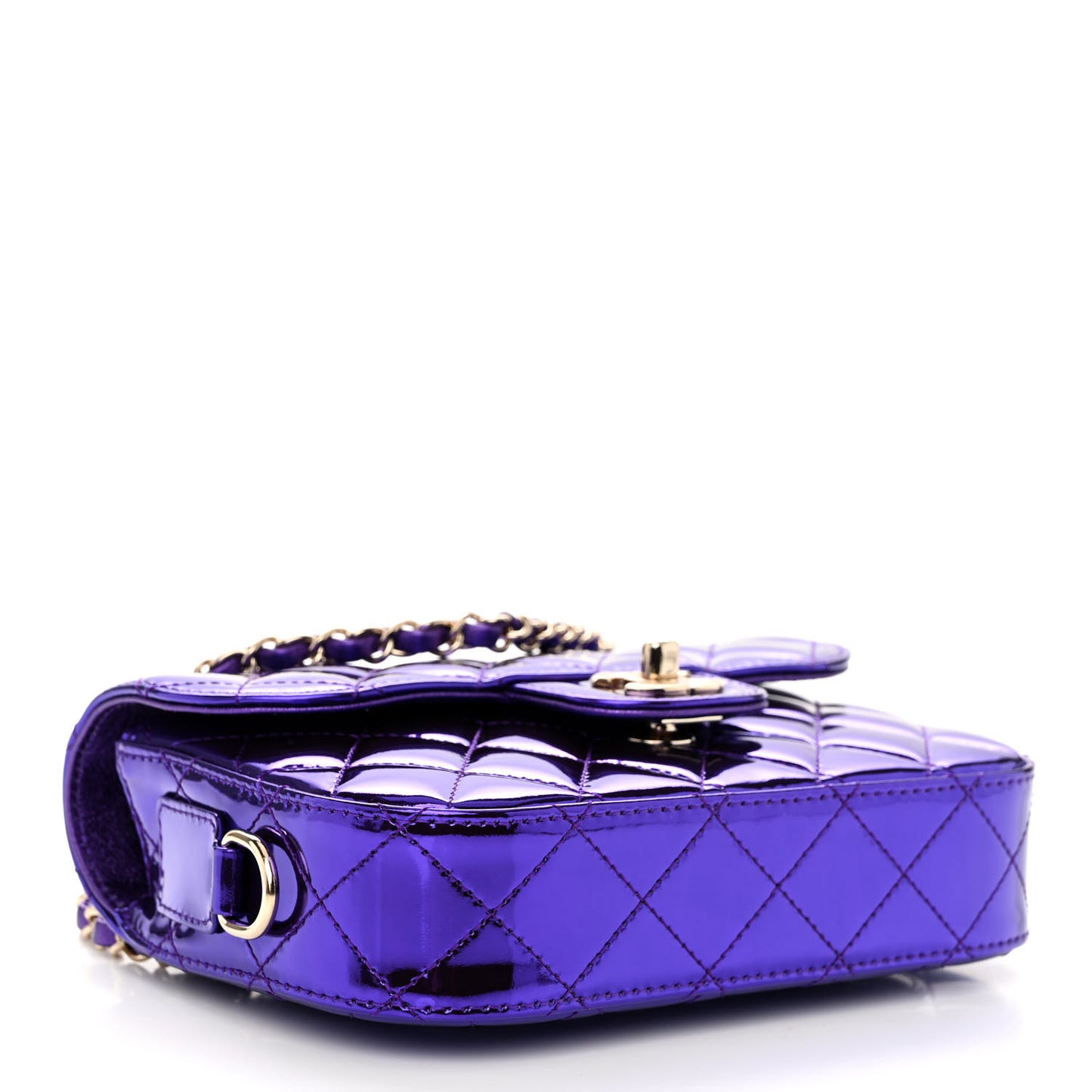 Mirror Calfskin Metallic Calfskin Quilted Hollywood Boulevard Mini Flap With Star Coin Purse Purple