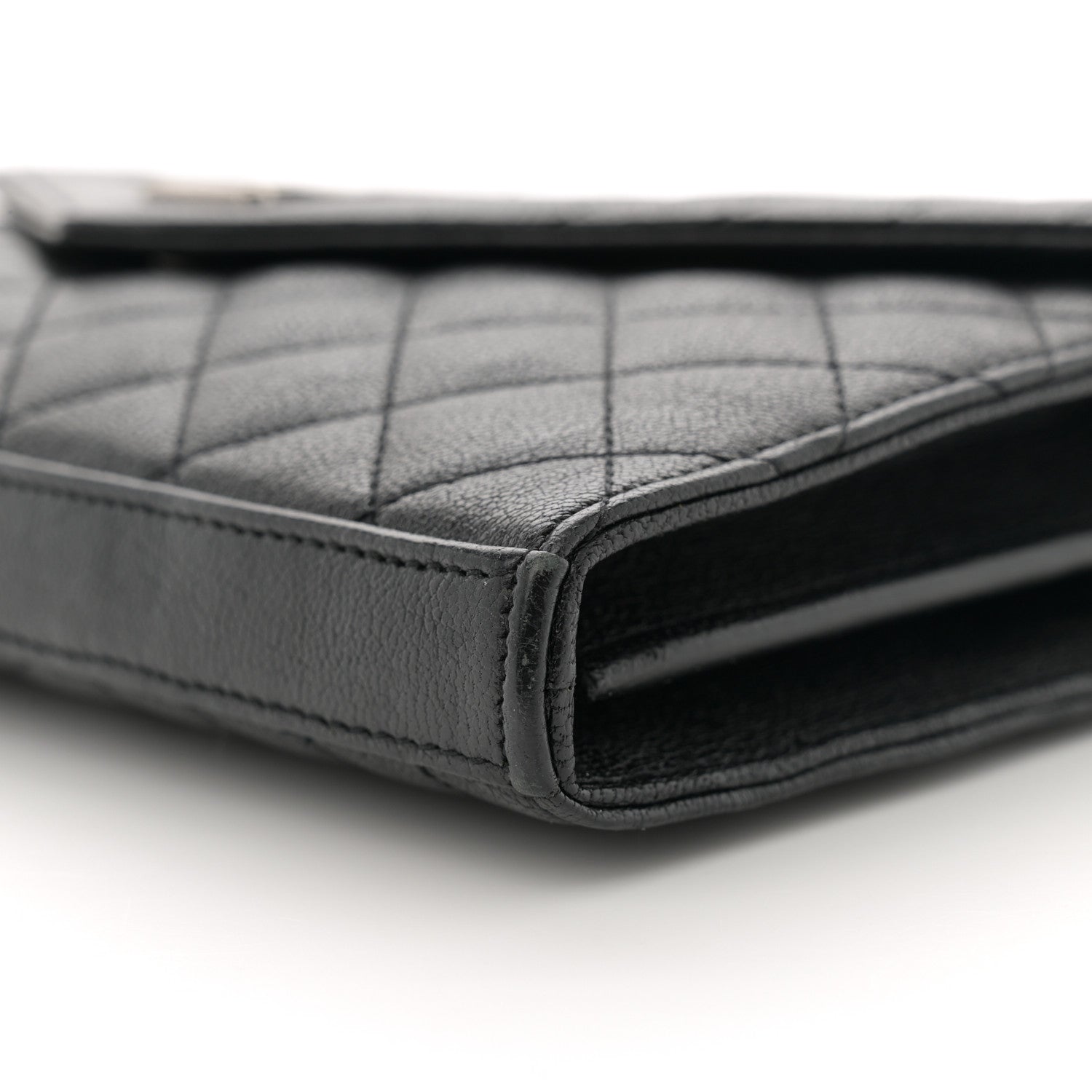 Saint Laurent Sheepskin Tri-Quilt Monogram Envelope Chain Wallet Black 10 of 12