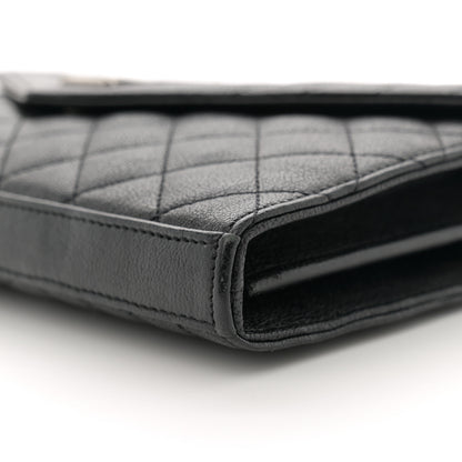 Saint Laurent Sheepskin Tri-Quilt Monogram Envelope Chain Wallet Black 10 of 12
