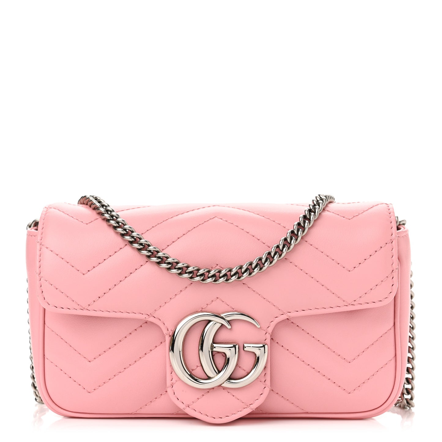 Calfskin Matelasse Super Mini GG Marmont Shoulder Bag Wild Rose