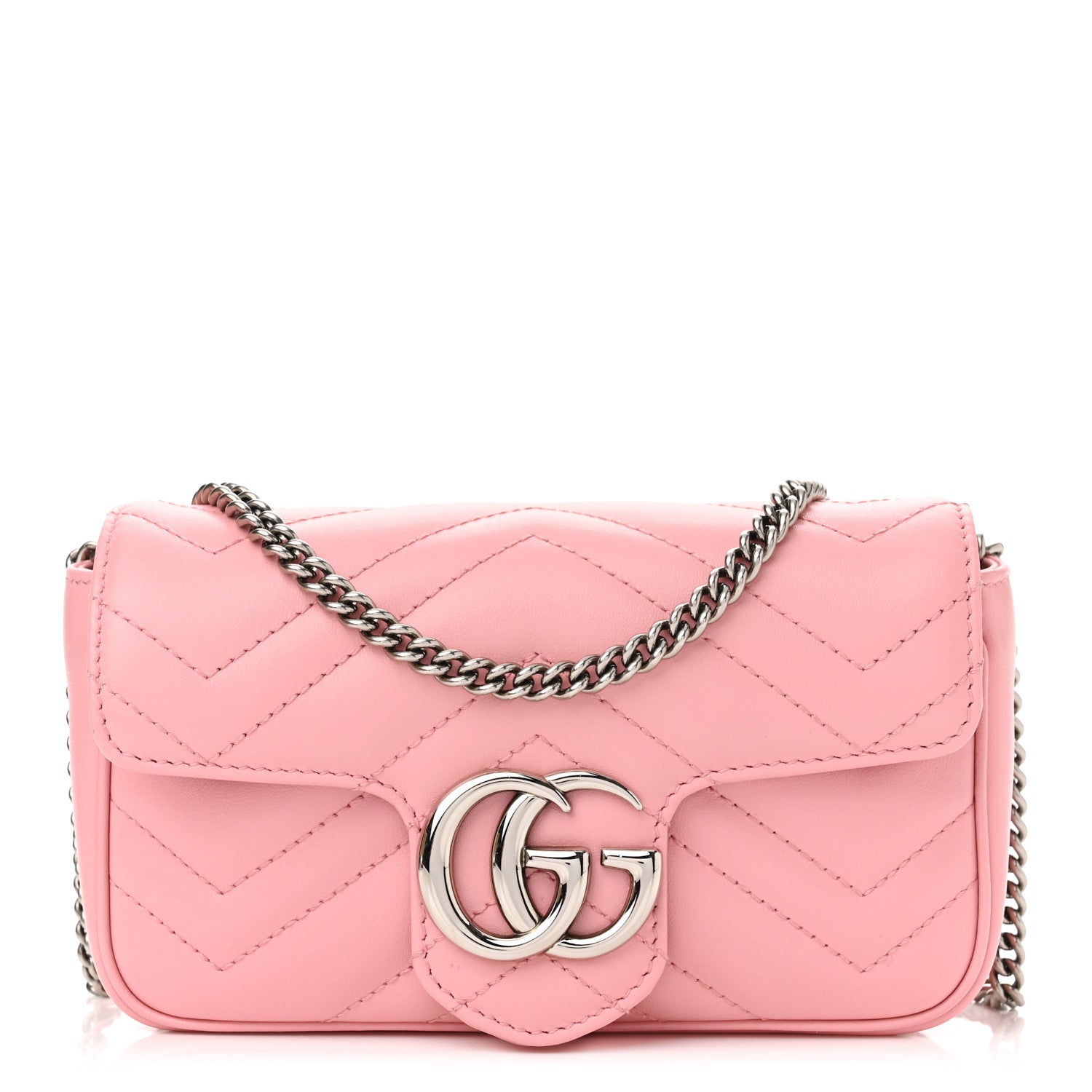 Gucci Calfskin Matelasse Super Mini GG Marmont Shoulder Bag Wild Rose 1 of 10