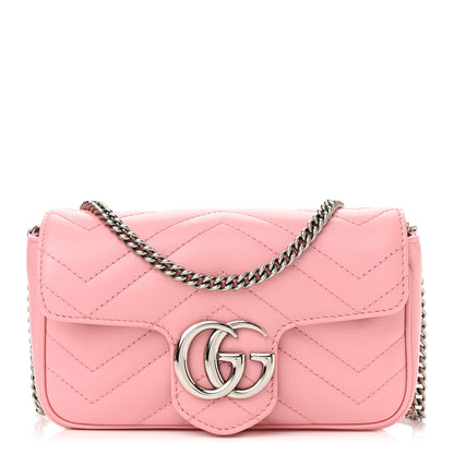 Gucci Calfskin Matelasse Super Mini GG Marmont Shoulder Bag Wild Rose 1 of 10