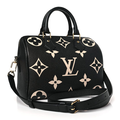 Louis Vuitton Empreinte Monogram Giant Speedy Bandouliere 25 Black Beige 3 of 8