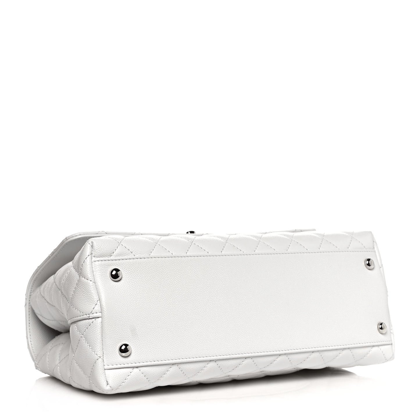 Caviar Quilted Small Coco Handle Flap White