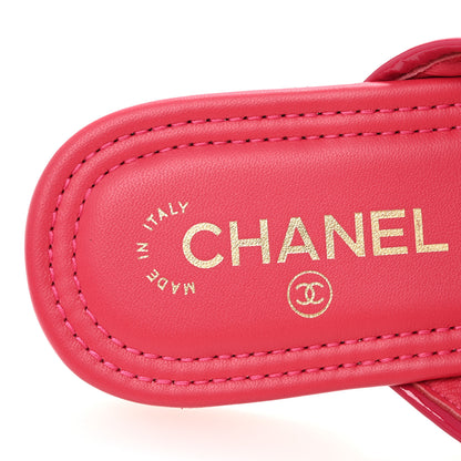 Chanel Patent Quilted CC Thong Sandals 38 Pink 8 of 10