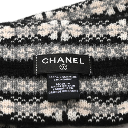 Chanel Cashmere CC Headband Black Dark Grey Ecru Pink 4 of 5