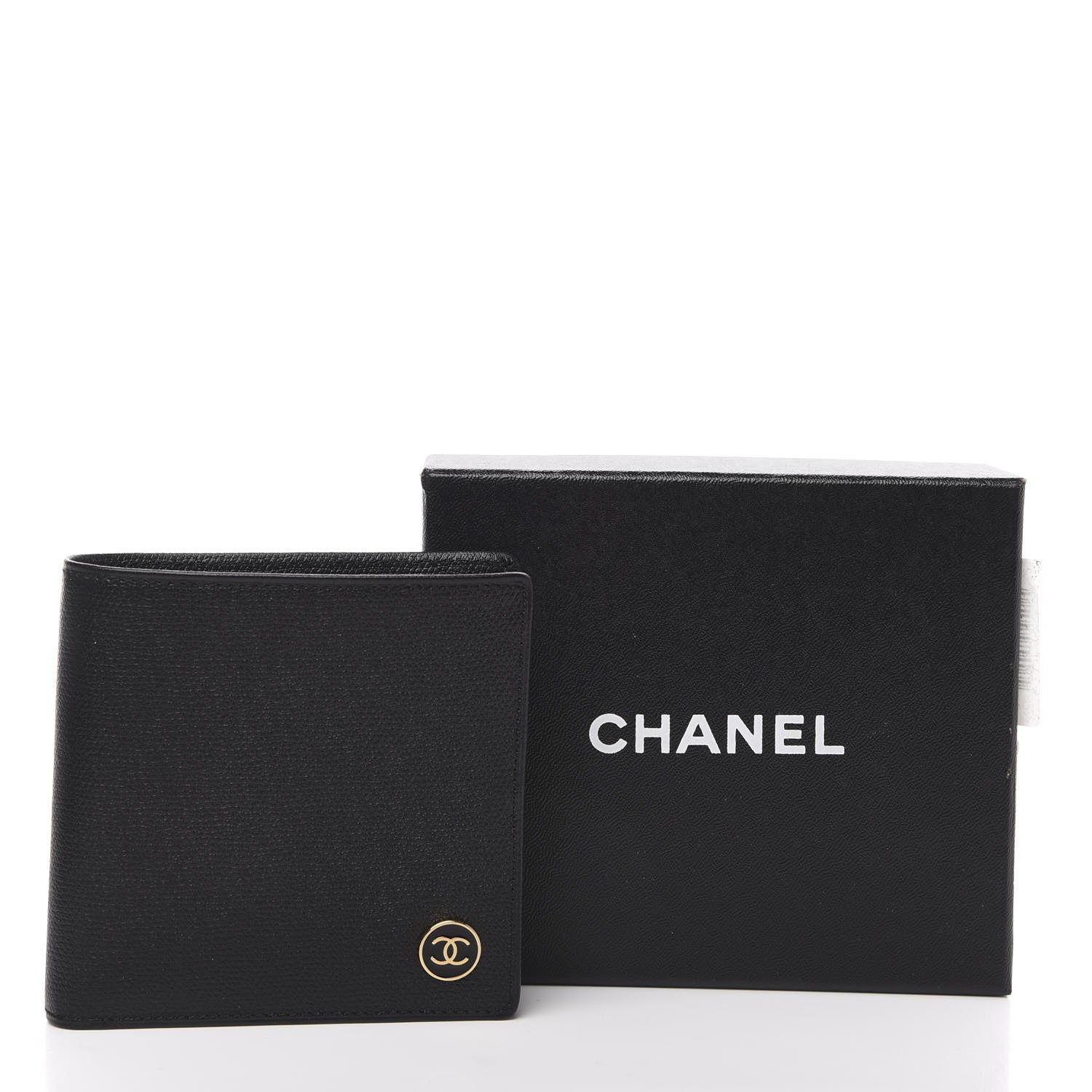 Chanel Grained Calfskin CC Button Bi-Fold Wallet Black 9 of 9
