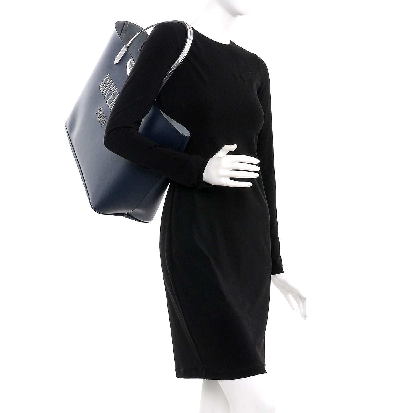 Calfskin Large Antigona Tote Night Blue Silver