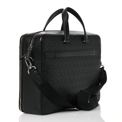 Salvatore Ferragamo Calfskin Gancini Embossed Briefcase Black 3 of 13