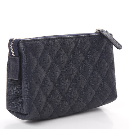 Chanel Caviar Quilted Cosmetic Case Navy 2 of 6