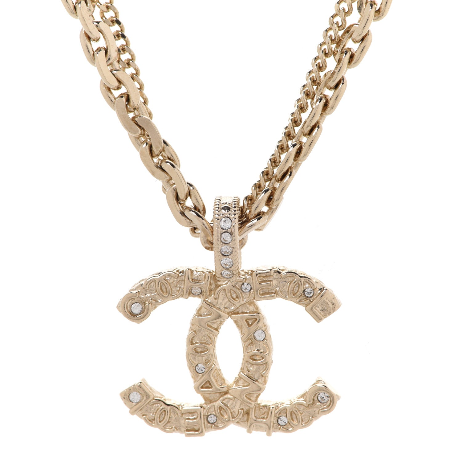Chanel Crystal CC Multi Strand Chain Necklace Gold 4 of 6