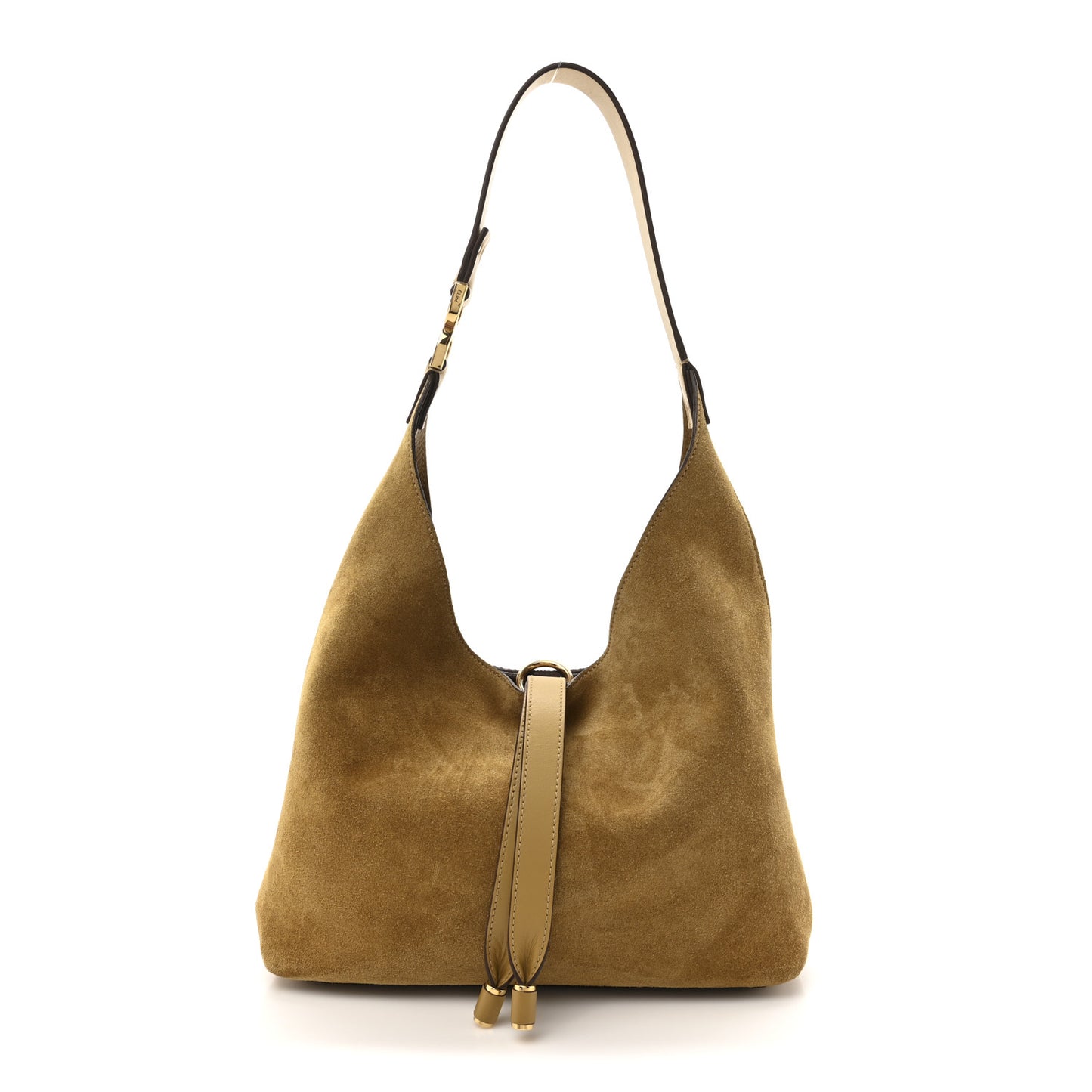 Suede Calfskin Small Marcie Hobo Bag Gold Khaki