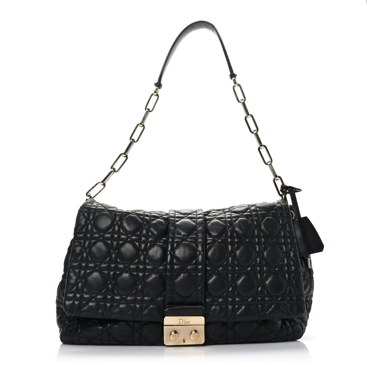 Lambskin Cannage Large New Lock Flap Black